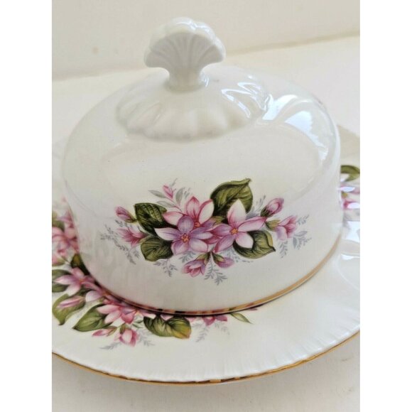 Paragon Bone China Butter Dish Set Canadian Flower Series Mayflower Nova Scotia - Picture 12 of 12